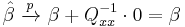 \hat\beta\ \xrightarrow{p}\ \beta %2B Q_{xx}^{-1}\cdot 0 = \beta