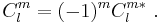 C_l^m = (-1)^m C^{m\ast}_l\ .