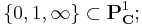 \{0, 1, \infty\} \subset \mathbf{P}^1_{\mathbf C};