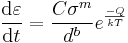  \frac{\mathrm{d}\varepsilon}{\mathrm{d}t} = \frac{C\sigma^m}{d^b} e^\frac{-Q}{kT}