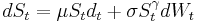 dS_t=\mu S_t d_t %2B \sigma S_t ^ \gamma dW_t