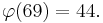 \varphi(69)=44.