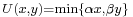 \scriptstyle U\left(x,y\right)= \min \{ \alpha x, \beta y \}