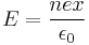 E = \frac{n e x}{\epsilon_0}