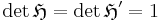  \det \mathfrak{H}=\det\mathfrak{H}'=1 