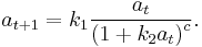 a_{t%2B1} = k_1 \frac{a_t}{ \left(1%2Bk_2 a_t\right)^c}. 