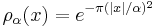 \rho_\alpha(x)=e^{-\pi(|x|/\alpha)^2}