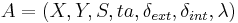 A=(X,Y,S,ta, \delta_{ext}, \delta_{int}, \lambda) 