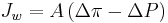 J_w = A \left(\Delta \pi - \Delta P \right)