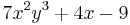 7x^2y^3 %2B 4x - 9