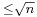 \scriptstyle{}\leq\sqrt n