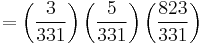 =\left ( \frac{3}{331}\right ) \left ( \frac{5}{331}\right ) \left ( \frac{823}{331}\right )