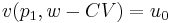  v(p_1,w-CV)=u_0