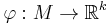 \varphi:M\to \mathbb{R}^k