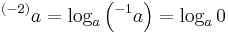  {}^{(-2)}a = \log_{a} \left( {}^{-1}a \right) = \log_{a} 0 