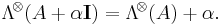 \mathrm{\Lambda}^{\!\otimes}\! \left( {A%2B\alpha \mathbf{I}} \right) =\mathrm{\Lambda}^{\!\otimes}\! \left( A\right)%2B\alpha.