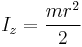 I_z = \frac{m r^2}{2}\,\!