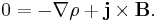 0=-\nabla\rho%2B\mathbf{j}\times\mathbf{B}. 