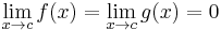 \lim_{x\to c}{f(x)} = \lim_{x\to c}g(x) = 0