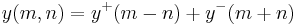 y(m,n) = y^{%2B}(m-n) %2B y^{-}(m%2Bn)