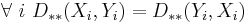 \forall\ i \ D_{**}(X_i, Y_i) = D_{**}(Y_i, X_i) 