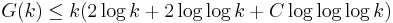 G(k)\le k(2\log k %2B2\log\log k %2B C\log\log\log k)