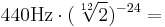 440 \rm{ Hz}\cdot (\sqrt[12]{2})^{-24} = 