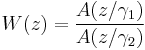 W(z) = \frac{A(z/\gamma_1)}{A(z/\gamma_2)}