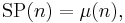 \operatorname{SP}(n) = \mu(n),\;