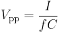 V_\mathrm{pp} = \frac{I}{fC}