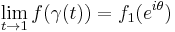 \lim_{t\rightarrow1}f(\gamma(t))=f_{1}(e^{i\theta})