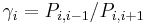 \gamma_i = P_{i,i-1} / P_{i,i%2B1}