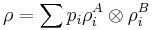  \rho = \sum p_i \rho^A_i \otimes \rho^B_i 
