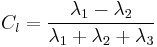 
C_l=\frac{\lambda_1 - \lambda_2}{\lambda_1 %2B \lambda_2 %2B \lambda_3}
