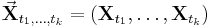  \vec{\mathbf{X}}_{t_1, \ldots, t_k} = (\mathbf{X}_{t_1}, \ldots, \mathbf{X}_{t_k}) 