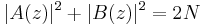 \vert A(z) \vert^2 %2B \vert B(z) \vert^2 = 2N \, 