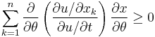  \sum^n_{k=1} \frac{\partial}{\partial \theta} \left( \frac{\partial u / \partial x_k}{\partial u / \partial t} \right) \frac{\partial x}{\partial \theta} \geq 0 