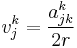  v^{k}_j = \frac{a^{k}_{jk}}{2r}