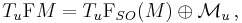 T_u\mathrm FM=T_u \mathrm F_{SO}(M)\oplus \mathcal M_u\,,