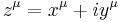 z^\mu = x^\mu %2B i y^\mu