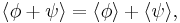 
\langle \phi %2B \psi \rangle = \langle \phi \rangle %2B \langle \psi \rangle, \,
