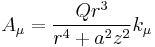 A_{\mu} = \frac{Qr^3}{r^4 %2B a^2z^2}k_{\mu}