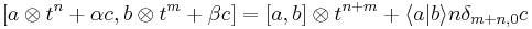 [a\otimes t^n%2B\alpha c, b\otimes t^m%2B\beta c]=[a,b]\otimes t^{n%2Bm}%2B\langle a|b\rangle n\delta_{m%2Bn,0}c