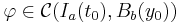 \varphi\in \mathcal{C}(I_{a}(t_0),B_b(y_0))