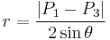 r=\frac{|P_1-P_3|}{2\sin\theta}