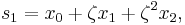 s_1 = x_0 %2B \zeta x_1 %2B \zeta^2 x_2,\,