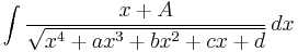 \int \frac{x%2BA}{\sqrt{x^4%2Bax^3%2Bbx^2%2Bcx%2Bd}}\, dx