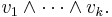  v_1\wedge\cdots\wedge v_k.