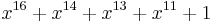 x^{ 16 }%2Bx^{ 14 }%2Bx^{ 13 }%2Bx^{ 11 }%2B1