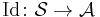 \operatorname{Id} \colon \mathcal{S} \to \mathcal{A}